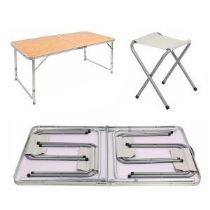 Campingbord + 4 stoler sammenleggbart aluminium Vanit M51 sammenleggbart bordmøbelsett høydejusterbart utendørs DPL1 NYHET