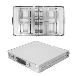 Campingbord sammenleggbart aluminium Vanit ME57 sammenleggbart bord bærbart høydejusterbart sølv DPL1 NYHET