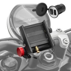 Mobiltelefonholder med strømbank Tourtecs SH2 motorsykkel smarttelefonholder + 12V motorsykkel USB-uttak Lumitecs US3