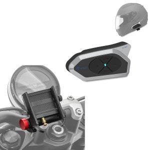 Mobiltelefonholder med powerbank SH2 smarttelefonholder + intercom GoTalk4 Bluetooth kommunikasjonssystem med headset IP65 Tourtecs