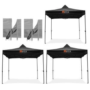 Set 3x Rennzelt 3x3m MOTEA und Zelttasche mit Rollen Tourtecs Faltpavillon mit 2x Regenrinne_1