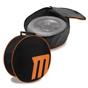 Motorsykkel dekk bag sett egnet for forhjul og bakhjul opp til 17 tommer Tourtecs RT12 hjul bag svart