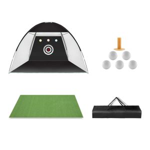Golftreningsnett Cranit GN1 treningsbur med kunstgressmatte sort DPL2