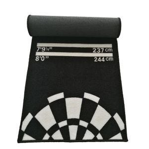 Dart-teppe med oke 275 x 66cm Cranit dartmatte turneringsmatte RE10 svart hvit DPL2