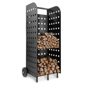 Vedvogn 55 x 45 x 104cm Divit vedstativ stål peistilbehør RE42 sort DPLI1