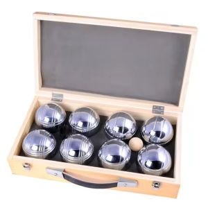 Boulesett i trekasse Cranit 8 Boule Petanqueballer inkludert piggy targetball RE65 DPLI1