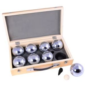 Boulesett i trekasse Cranit 8 Boule Petanqueballer inkludert piggy targetball RE65 DPLI2