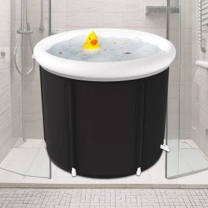 Isbad oppblåsbar Cranit EB14 PVC-isfat bærbar 75 x 75 cm svart DPLI1