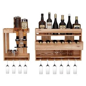 Divit vinvegghylle WW23 flaskestativ med glassholder DPL1