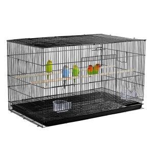 Fuglebur med trestenger Divit fuglevolier med skittbrett 76 x 45 x 46 cm PL8 svart