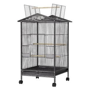 Fuglebur med hjul Divit PL9 voliere med smussbrett 45 x 45 x 97 cm svart NYHET