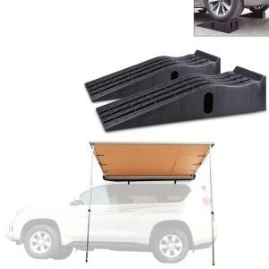 Markise egnet for bil / SUV / terrengkjøretøy 1,40m x 2m AM13 beige + biltilgangsramper 2 stk tilgangskile Vanit AR1 155mm biltransporter 2000kg