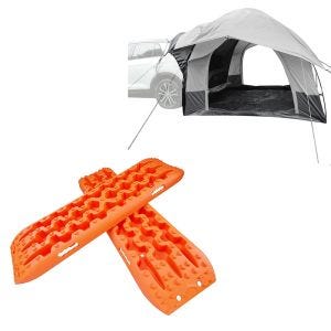 Bakre biltelt 1-2 personer ME64 grå + trekkhjelp fjell brett sandplater offroad universal 1 par Vanit BB1 oransje