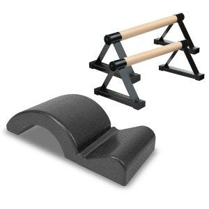 Innendørs Calisthenics trehåndtak IC1 Gymnastikk Paralletter + Pilates Spine Corrector Kranit Ryggforlengelse Pilates Tilbehør Bærekraftig RE51 Black