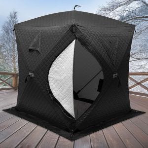 Campingtelt badstuetelt 1-2 personer vanntett 180 x 180 x 210 cm GI92 svart DPLI2