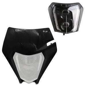 LED-hovedlys ECE + lampemaske egnet for KTM 200 / 300 EXC XDURE SW2-BK