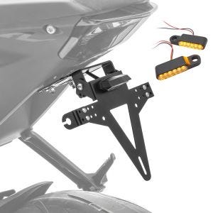 Set Kennzeichenhalter + 2x LED Lauflicht Lenkerblinker für Benelli TRK 502 / X Zaddox KB3_1