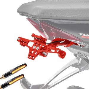 Sett nummerskiltholder NH2 rød + 2x LED-indikatorer med E-merke Zaddox